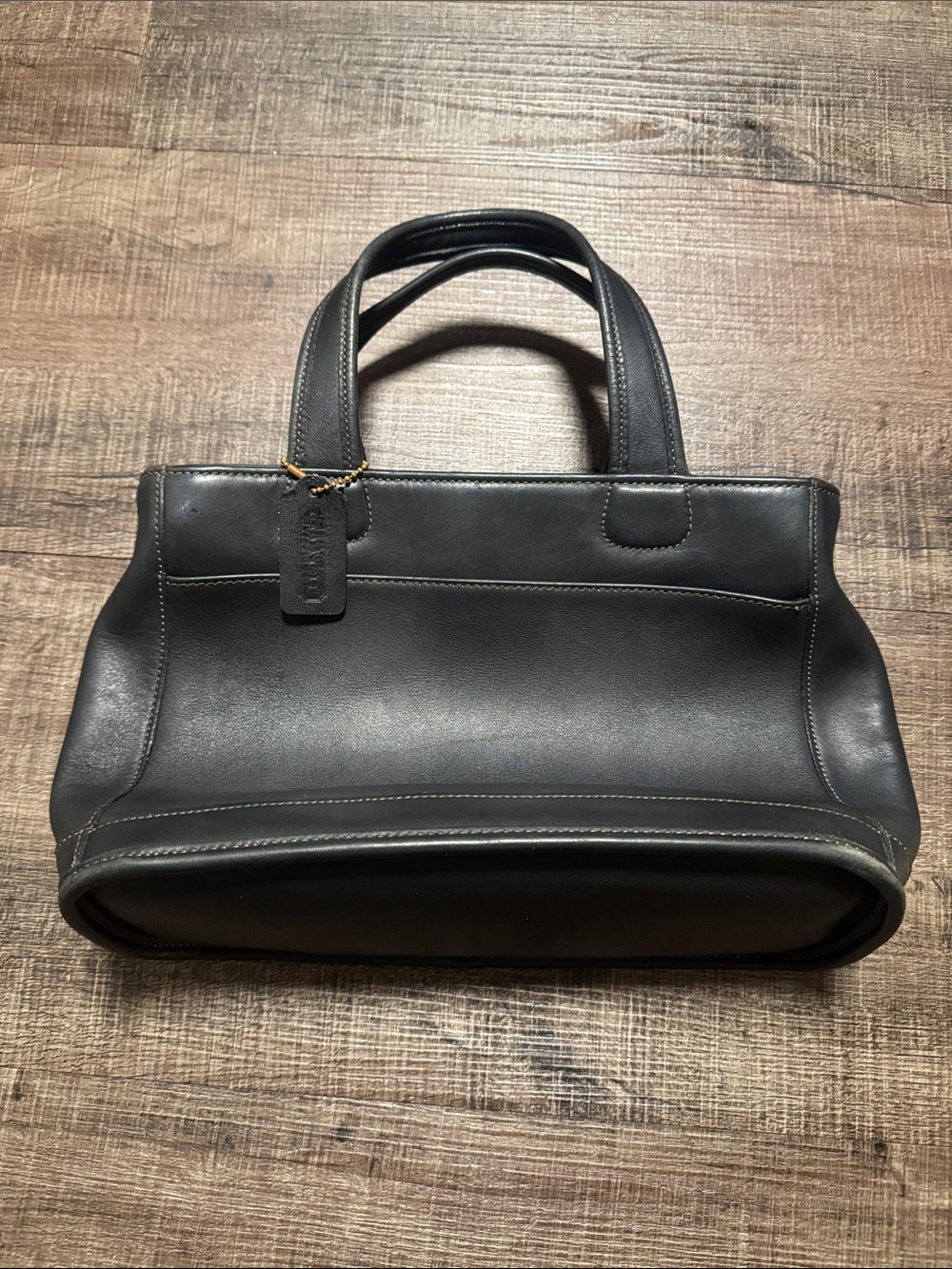 vintage black leather Coach Bleecker Satchel